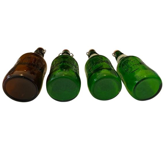 Vintage Grolsch Green Brown Embossed Beer Bottles 16 oz Swing Top Empty Lot Of 4 - Picture 4 of 9